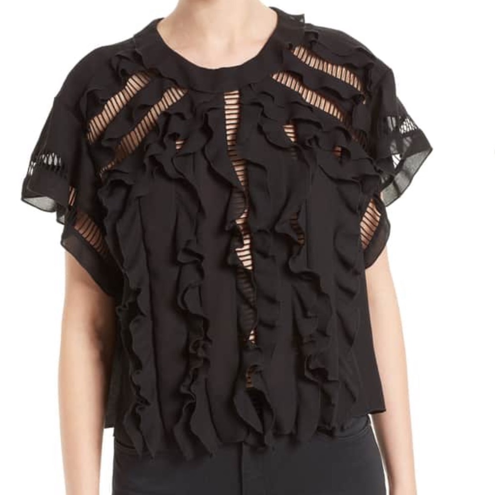 IRO 🔴 Black Lauder ruffle top